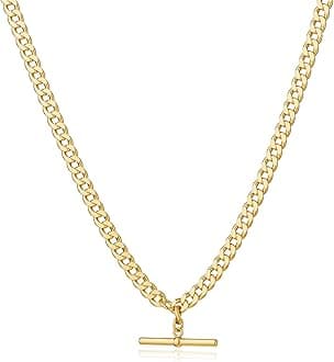 Moodear Gold Necklace for Women 14K Chunky Gold Chain Necklace Cuban Link Chain Choker Toggle Clasp Pendent Necklace for Women Trendy Fashion for Women