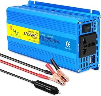CantonapePower Inverter 1000W Pure Sine Wave DC 12V to AC 230V 240V Voltage Converter With AC Socket, and 2 USB, car inverter used for Laptop, FAN, Pad, Phones, Tablet
