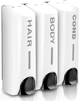 AUMIO Chamber Soap Dispenser Trio Shower Gel Shampoo Conditioner ABS Wall Mount White