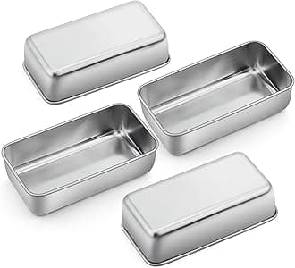 Rectangle Loaf Pans Set of 4, Stainless Steel Bread Baking Pan, For Bread Toast Meatloaf Lasagna, Food Safety & Non Toxic, Deep Side & Smooth Roll, Easy Clean & Dishwasher Safe ( 9¼" × 5")