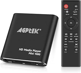 HD Media Player, AGPTEK Mini 1080p Full-HD Ultra HDMI Digital Media Player with Remote Control for -MKV/RM- HDD USB Drives and SD Cards (Black)