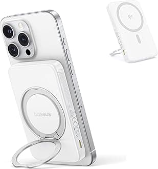 PicoGo Power Bank for MagSafe, Qi2 Certified 15W Ultra-Fast Wireless Portable Charger with Stand, Ultra-Slim 5000mAh Magnetic Battery Pack for iPhone 16/15/14/13/12 Series (White)