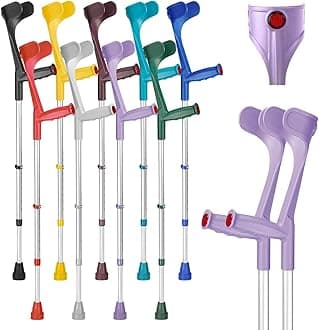Classic Open Cuff Ergonomic Grip Elbow Crutches – Lilac – Pair | Lightweight Height Adjustable Economy Comfort Coloured Forearm Crutches for Adults Men & Women Mobility and Walking Aids