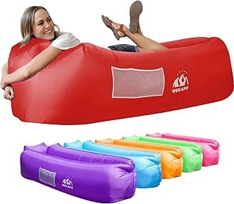 WEKAPO Inflatable Couch Air Lounger Chair - Camping & Beach Accessories, Portable Blow up Sofa for Hiking, Lawn, Indoor/Outdoor Movies & Music Festivals. Lightweight and Easy to Set Up Air Hammock