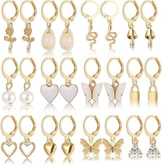 12 Pairs Combo Set Latest Stylish Drop Earrings for Women and Girls (15859er)