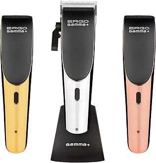 GAMMA+ Ergo Professional Microchipped Magnetic Motor Clipper with 3 Customizable Lids (Chrome, Rose Gold, Gold)