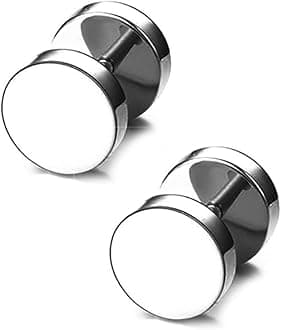 Trendy Earrings for Men Stainless Steel Circle Stud Earrings Punk Earrings for Mens Boys