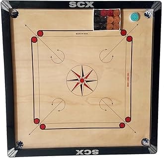 Carom Board Game Regular Size ( 32 X 32 INCHES Outer ) SPL Polish ( 29 X 29INCHES Inner Size ) 1.5 Boarder Free Coin Set & Sticker ROT-124