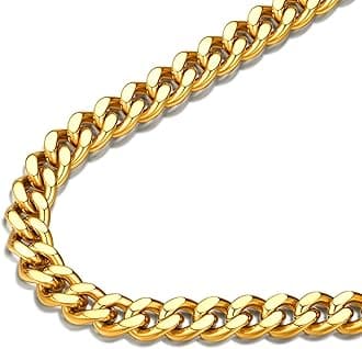 FindChic Men Curb Chain Necklace 18K Gold Plated/Stainless Steel/Black Chunky Double Tight Cuban Link Hip Hop Neck Chains for Men Boys 3.5MM/5MM/6MM/7MM/9MM/12MM 14''-30'' 8 Length Options (Send Gift Box)