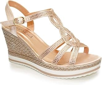 – Womens Wedge Ladies Crystal Sparkling Sandal Shine Espadrille Platform Shoes Size UK