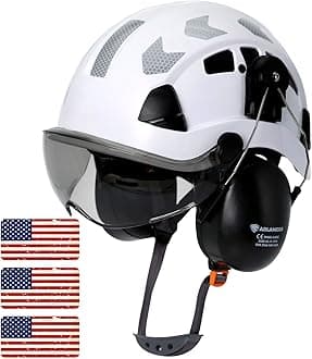 AOLAMEGS Construction Hard Hat with Visor - White Vented Hard Hats Construction OSHA Approved, ANSI Z89.1 ABS Safety Helmet,Adult Hardhats for Men Women,6 Point Suspension Hard Hat with Chin Strap