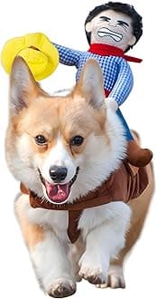 NACOCO Cowboy Rider Dog Costume for Dogs Clothes Knight Style with Doll and Hat for Halloween Day Pet Costume (XL)