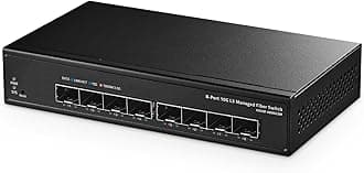 Binardat 8 Port 10 Gigabit SFP+ Managed Switch, Support 1G/10G SFP+ Module, 160Gbps Bandwidth, Web/CLI L3 Managed, Metal Fanless Fiber Desktop Network Switch