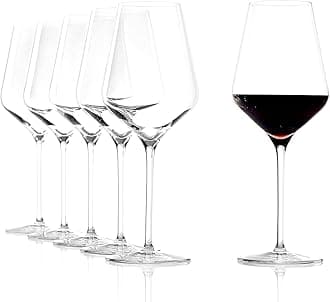 Crystal Wine Glasses,Champagne Red Wine Glass, 360 ml, Laser Cut Thin Rim, Long Stem, Perfect for Red or White, Ultra-Thin Light Weight for Wine Tasting, Perfect Glass Gifts, Set of 6,Clear.