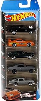 Hot Wheels Toy Cars 5-Pack, Set of 5 Fast & Furious Race & Drift Cars in 1:64 Scale with Exclusive Decos (Styles May Vary)