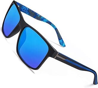 Polarized Sunglasses for Men Women Driving Fishing Mens Sunglasses Rectangular Vintage Sun Glasses, 4-deep Blue Lens/Matte Black Frame, One size