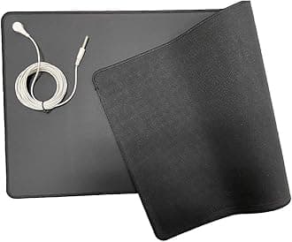 Grounding Mat for Sleeping Improvement, Grounded Foot Therapy, Reconnect to The Earth Relieve Pain,Conductivity leatheratte with 15 Ft Cord Included,Grounding Mat at Home, Work, Black(11.6" x 39")