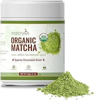 MatchAiA Organic Ceremonial Matcha Green Tea Powder - Superior Ceremonial Grade, First Spring Harvest, USDA Certified, 100% Pure - Sugar Free, Gluten Free (60g / 2.1oz Tin)USDA Organic