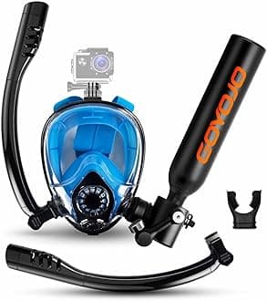 GOYOJO Lung Tank Sub Mask- Mini Scuba Tank and Snorkel Mask Combo, 0.5L Portable Scuba Gear with 6-10 Mins of Underwater Breathing, Underwater Breath System