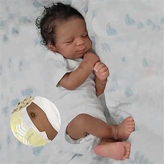 Anano Reborn Black Baby Dolls Silicone Full Body Washable 18 Inch Soft African American Baby Doll Lifelike Biracial Boy Brown Skin Realistic Newborn Babys Doll Curly Hair