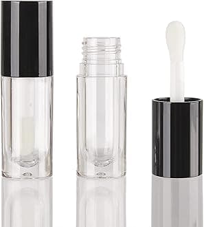 COSIDEA 50pcs Empty Black 6ml big doe foot wand lip gloss tubes Round Chunky lipgloss tubes containers wholesale with thick large brush