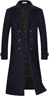 Men's Luxury Full Length Trench Coat Long Wool Overcoat Winter Windbreaker