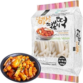 Korean Rice Cake Tteokbokki Stick – 1 Pack (3 Individual Package X 1 Pack) Vegan, Non-GMO, Gluten Free, Tteok Rice Cakes Food Pasta 21.16 oz Per Pack