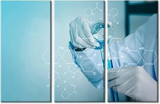 TUMOVO 3 Piece Clinical Laboratory Black and White Wall Art Medical Artwork Wall Decor for Bedroom Medical Scientific Experiments Wall Art Print on Canvas Framed Ready to Hang (42" Wx28 H)