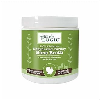 Nature's Logic Dehydrated Bone Broth Powder - 100% Natural Dog & Cat Topper - Rich in Glucosamine & Chondroitin - Boosts Immune System - Gluten-Free, No Synthetic Ingredients - Turkey, 6oz