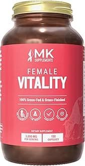 MK Supplements Female Vitality | Grass-Fed Beef Organs for Women | Spleen, Uterus, Ovaries, Fallopian Tubes & Kidney | No Phytoestrogens | 150 Capsules