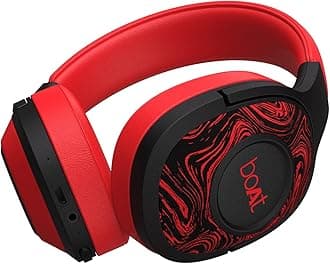 Rockerz 550 Bluetooth Wireless Over Ear Headphones with Mic Upto 20 Hours Playback, 50MM Drivers, Soft Padded Ear Cushions and Physical Noise Isolation (Red)