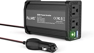 ALLWEI 300W Car Power Inverter with 27W USB-C and 3.0 USB Port - DC 12V to 240V / 230V AC Power inverters for Vehicles Converter Fast Charging Ports Car Charger Adapter (Black)