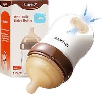 Anti-Colic Glass Baby Bottle for Breastfed Infants, Paced Feeding, Breast-Like Newborn Extra Slow Flow Nipple (0m+), 5 oz, 1 Pack