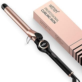 Curling Iron 1 Inch Barrel, Long Barrel Curling Wand for Hair, Ceramic Tourmaline Hair Curler Dual Voltage