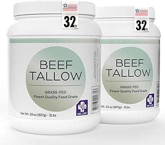 MD.LIFE BEEF TALLOW MD. Life Beef Tallow for Cooking - Food Grade Grass Fed Beef Tallow for Cooking Oil Replacement - 4 Pounds - Pasture Raised Keto Friendly Beef Tallow- Used to Make Candles & Soaps