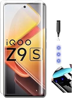 NISHTECH Advanced HD+ Curved UV Tempered Glass Screen Protector Designed For Iqoo Z9S 5G, Iqoo Z9S Pro 5G || Full Screen Protector Coverage With Easy Installation Kit (Anti-Scratch)