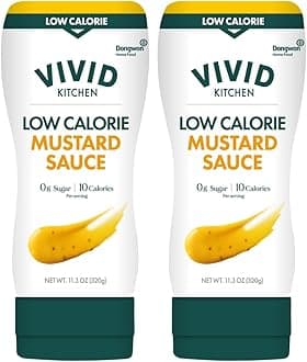 VIVID KITCHEN Low-Calorie Mustard Sauce - 2 Pack - Low Sugar, 10 Cal/Serving - Allulose Sweetened, No Preservatives or MSG - Easy Squeeze Bottle - Healthy, Flavorful Mustard for Sandwiches, Dressings, Marinades & More