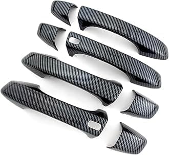 Carbon Fiber Color Exterior Door Handle Cover Trim for Volkswagen VW Arteon Atlas Teramont Taos 2019-2024 Accessories Decor (2 Smart Key Holes)