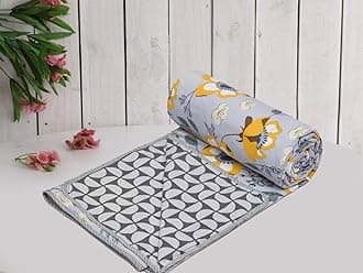 COZY FURNISH Super Soft Brushed Microfiber Cotton 3 Layer Breathable Single Dohar Lightweight Warm Bed Dohar 57X87(Inches) 144X220(CM) Flannel Dohar Throws for Bed (Grey;Orange)