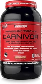 Carnivor Beef Protein Isolate, 0 Lactose, 0 Sugar, 0 Fat, 0 Cholesterol, Halal Certified, Vanilla Caramel, 2 LB