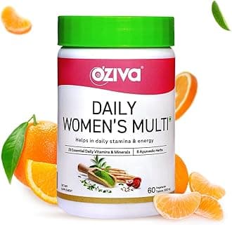 OZiva Multivitamin Tablets - 60 Veg Tablets (Multivitamin with Ashwagandha, Akarkara & Choline) for Daily Stamina, Energy & Immunity (Women's Multi)