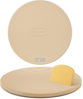 Unicook 12 Inch Round Pizza Stone, Heavy Duty Ceramic Pizza Grilling Stone, Baking Stone for Grill, RV Oven and Toaster Oven, Ideal for Baking Crisp Crust Pizza, Bread, Cookies and More