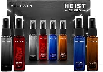 - Villain Heist Luxury Perfume Gift Set for Men | Long Lasting Woody, Oud, Musk & Aqua Fragrances | 4x8ml EDP Combo - Classic, Hydra, Snake, Oud