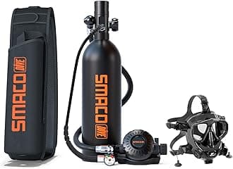 SMACO Scuba Tank with 1L Capacity Mini Scuba Tank Devices Diving Oxygen Tanks Scuba Cylinder Support Underwater Breathing for Underwater Sightseeing/Underwater Work/Backup Cylinder