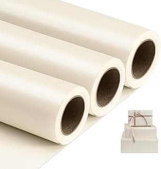 Off white Matte Wrapping Paper,Solid Color Pearly-Lustre Paper-3 Roll,17 Inches X 32.8 Feet Per roll.Gift Wrapping Paper,Perfect for Wedding,Birthday, Christmas,DIY Bouquet