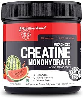 Nutrition Planet Micronized Creatine Monohydrate (Watermelon, 100g / 0.22 Lb, 33 Servings)