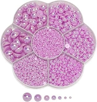 Chenkou Craft 3000PCS 1 Box Purple Round Flatback Half Pearls Bead Loose Beads Gem (Purple Half Ball)