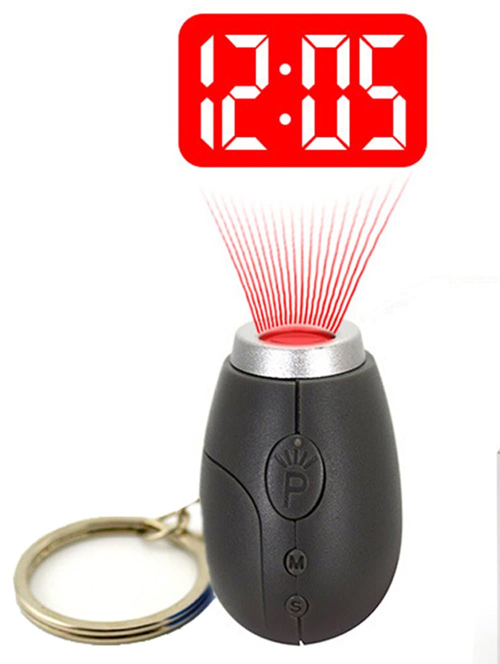 Portable Mini Projection Clock, for LED Wall or Ceiling Projection, Bedrooms, Travel, Camping, with Key Chain