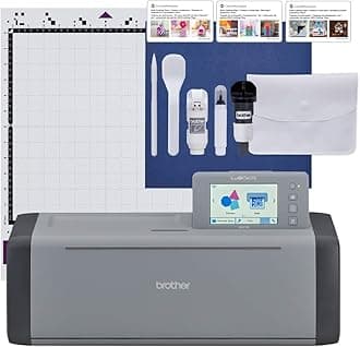 ScanNCut SDX125EGY Electronic DIY Cutting Machine with Scanner, Make Custom Stickers, Vinyl Wall Art, Greeting Cards and More with 682 Included Patterns, Grey