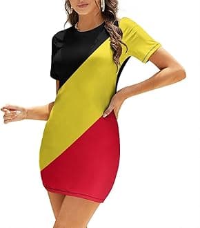 Skirts for Womens Summer Fall Dress Top Belgian Flag Casual V Neck Long Dress for Fashion Womens Dress 2XL